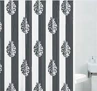 Шторка BATH Damask Striipe 180х180 белый/черный