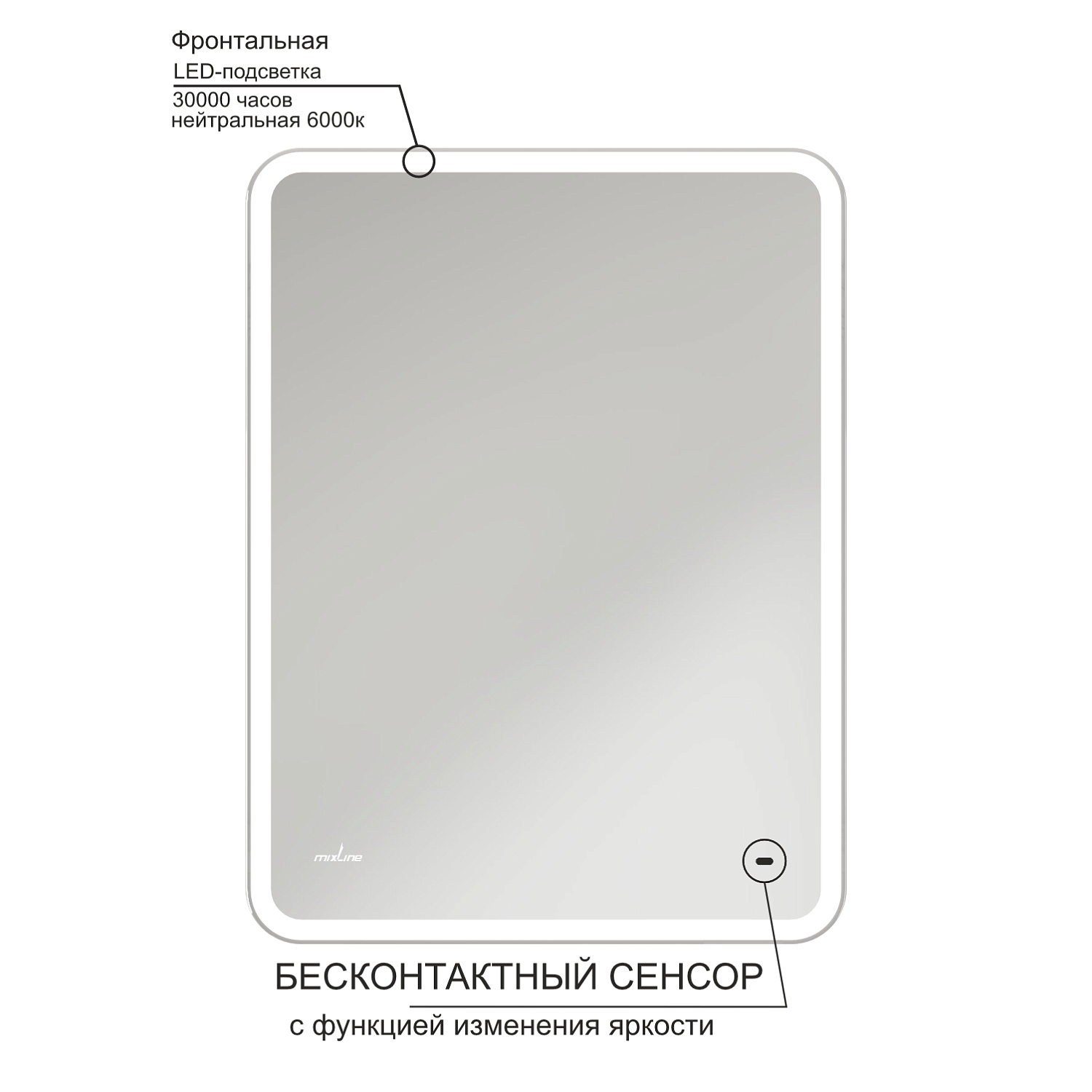 Зеркало Mixline Турин-2 500*700 с подсветкой (бесконтакт)+подогрев