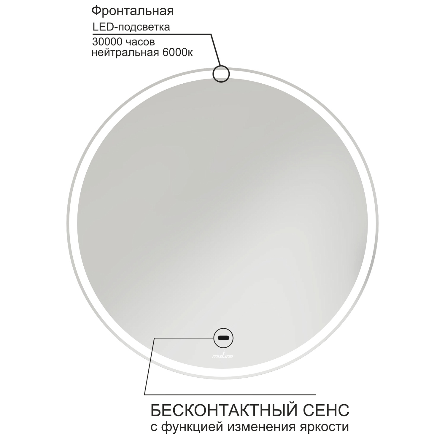 Зеркало Mixline Анита D600 (ШВ) сенсор. выключатель
